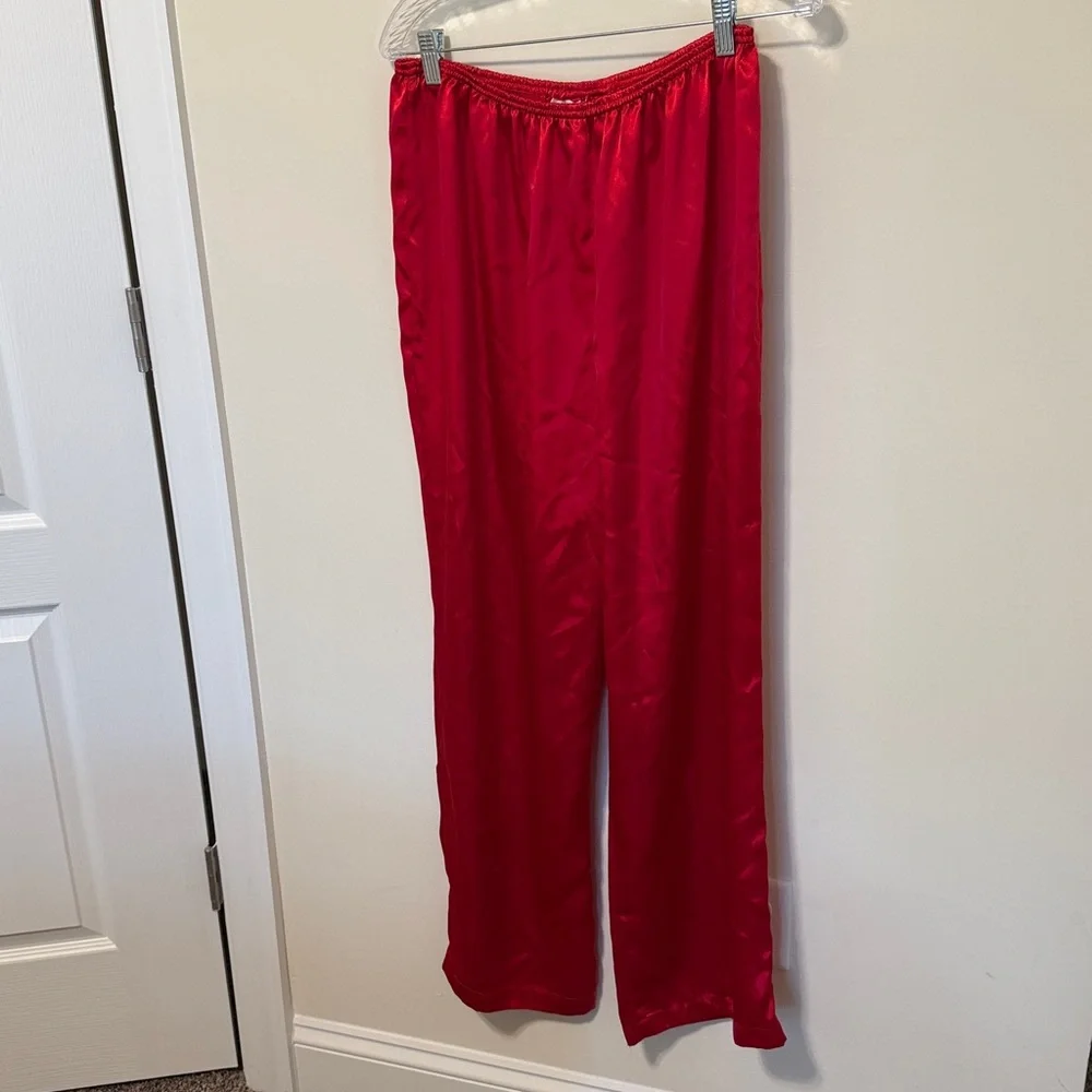 Vintage Victoria's Secret 90s Gold Label Red Satin Sleepwear Pajamas / Size L